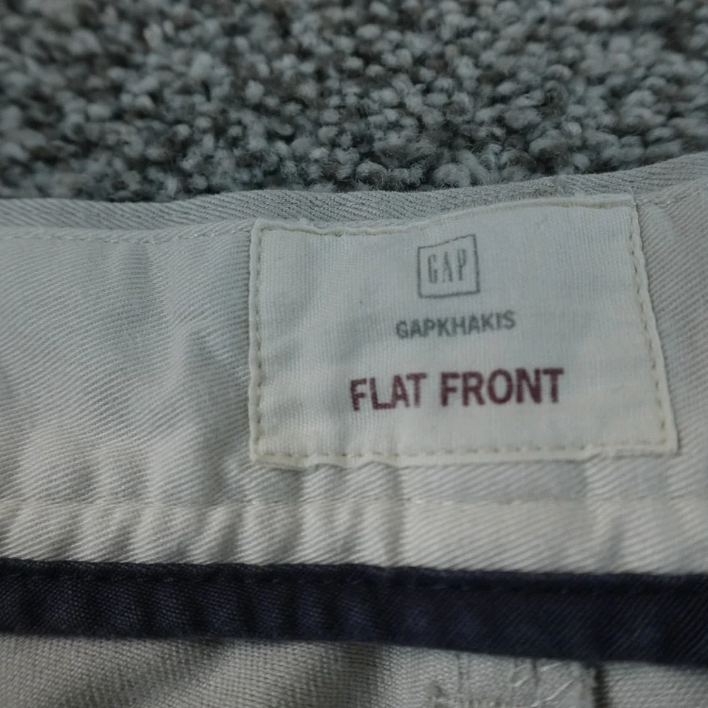 Gap Pants Mens 38X32 Beige Khaki Flat Front Chino Trouser‎ Classic Fit Wide Leg
